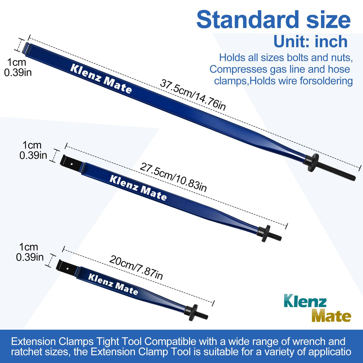 KlenzMate extension clamp 10.83 inches for improved leverage.