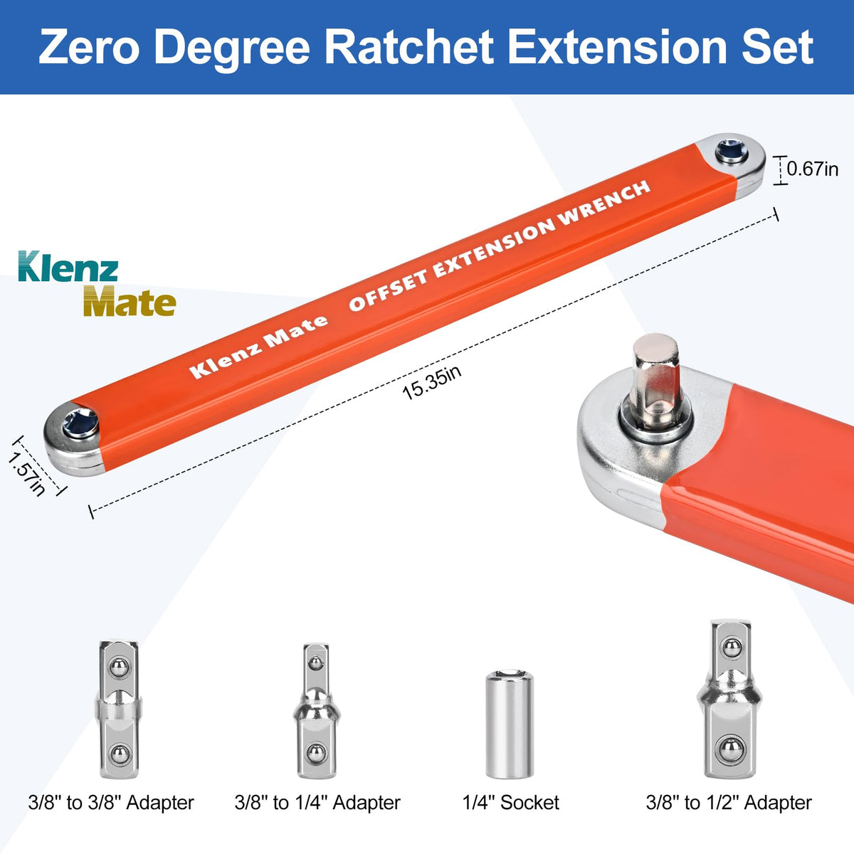 KlenzMate extension clamp 7.87 inches extending reach in tight spaces.