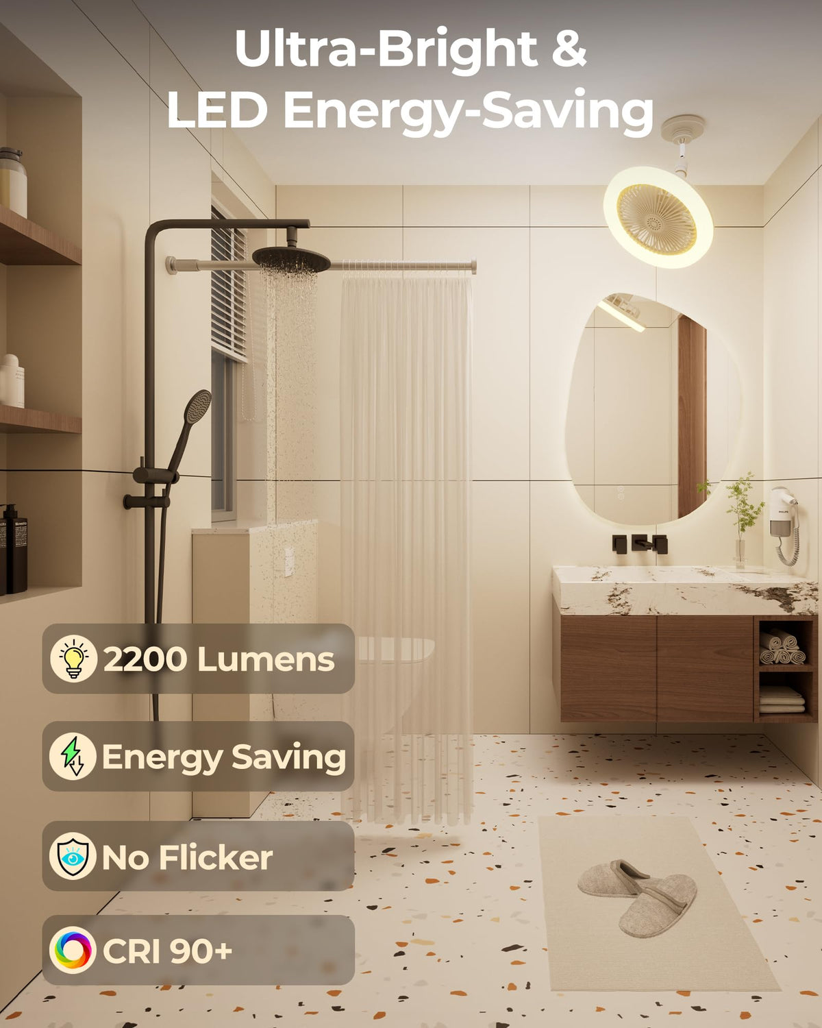 Kleqop 2200-lumen LED provides bright, energy efficient illumination.