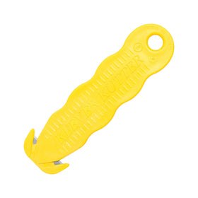 Klever Kutter box cutter showing bright yellow plastic handle.