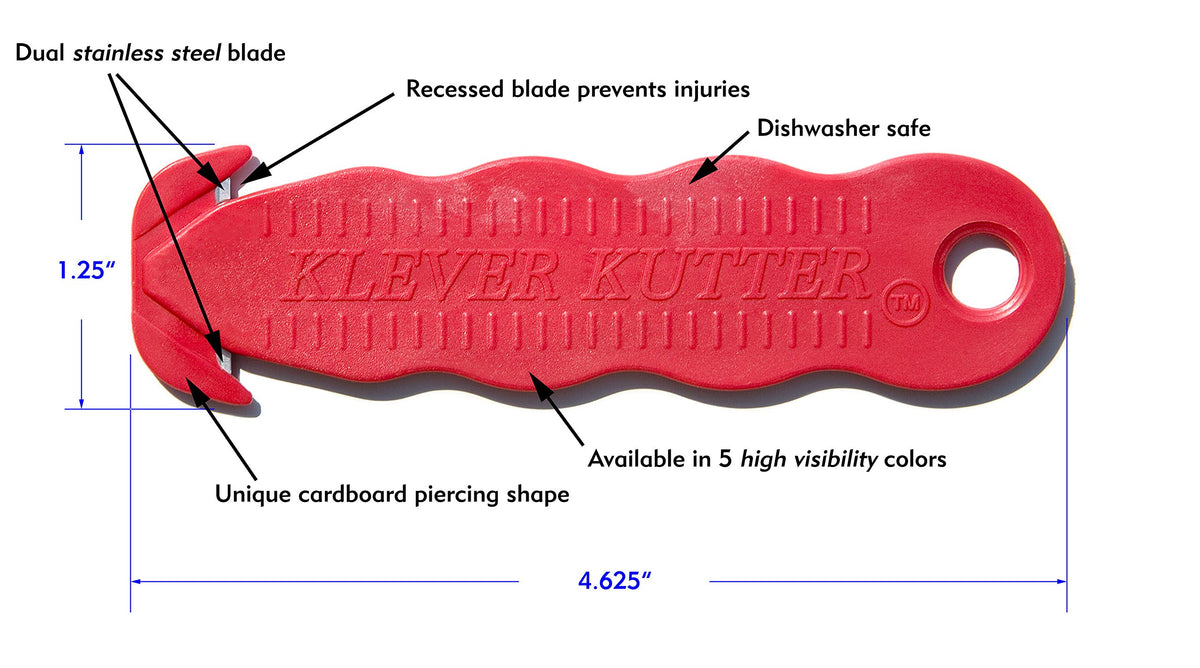 Klever Kutter stainless steel blade with safety design helps prevent finger injuries
