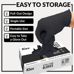 Klex nitrile exam gloves ambidextrous design fits either hand.