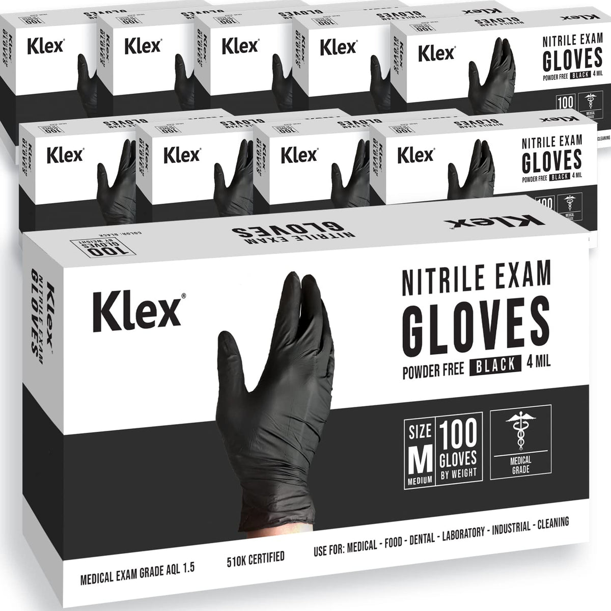 Klex nitrile exam gloves box of 100 for easy dispensing in busy settings.