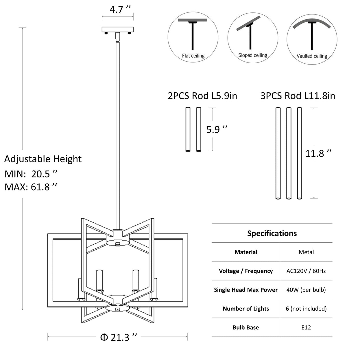 Klgxnrd easy-install pendant with simple setup instructions.