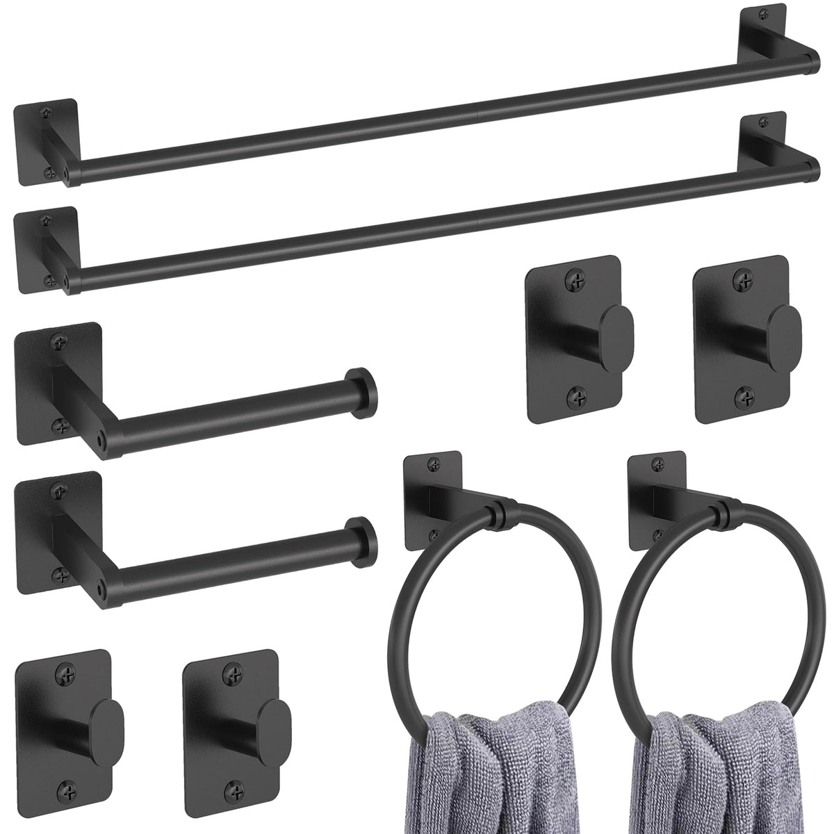 KLJKPA 24in towel bar black for sturdy bath storage and organization