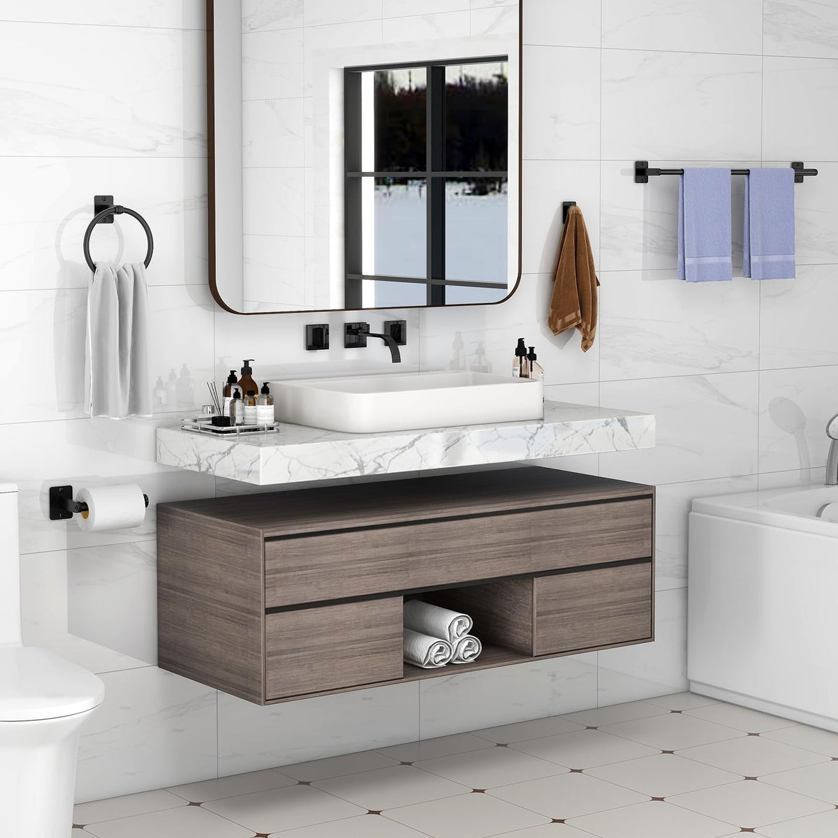 KLJKPA black bathroom hardware set delivering cohesive design
