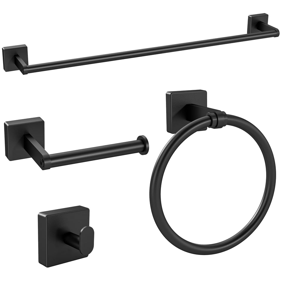 KLJKPA Black towel bar 24-inch adds sleek towel storage.