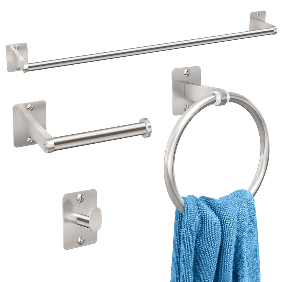 KLJKPA brushed nickel 24in towel bar ready to support daily towels with rustproof durability.