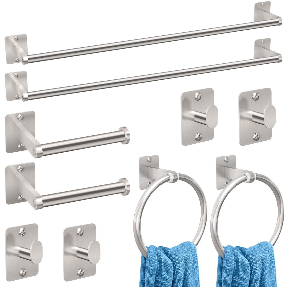 KLJKPA brushed nickel 24 inch towel bar in a modern bathroom