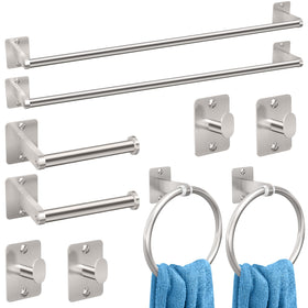 KLJKPA brushed nickel 24 inch towel bar in a modern bathroom