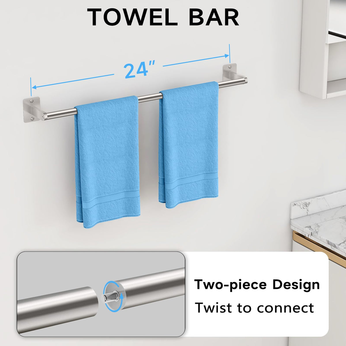 KLJKPA brushed nickel towel ring complements fixtures and towels