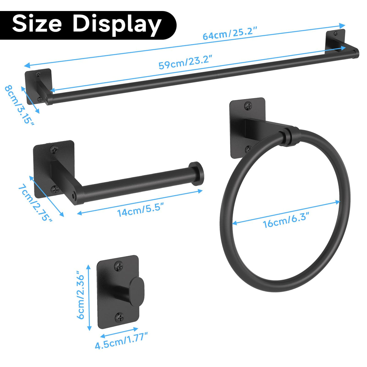 KLJKPA durable metal finish for long-lasting bathroom accessories in black