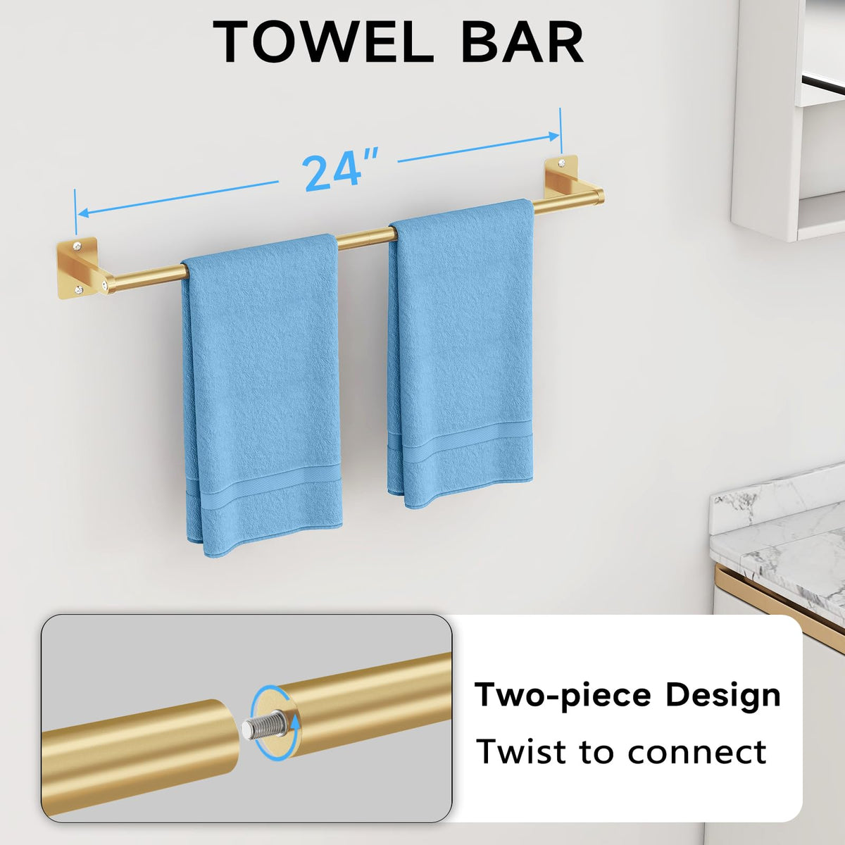 KLJKPA gold towel ring complements fixtures while keeping towels neatly accessible.