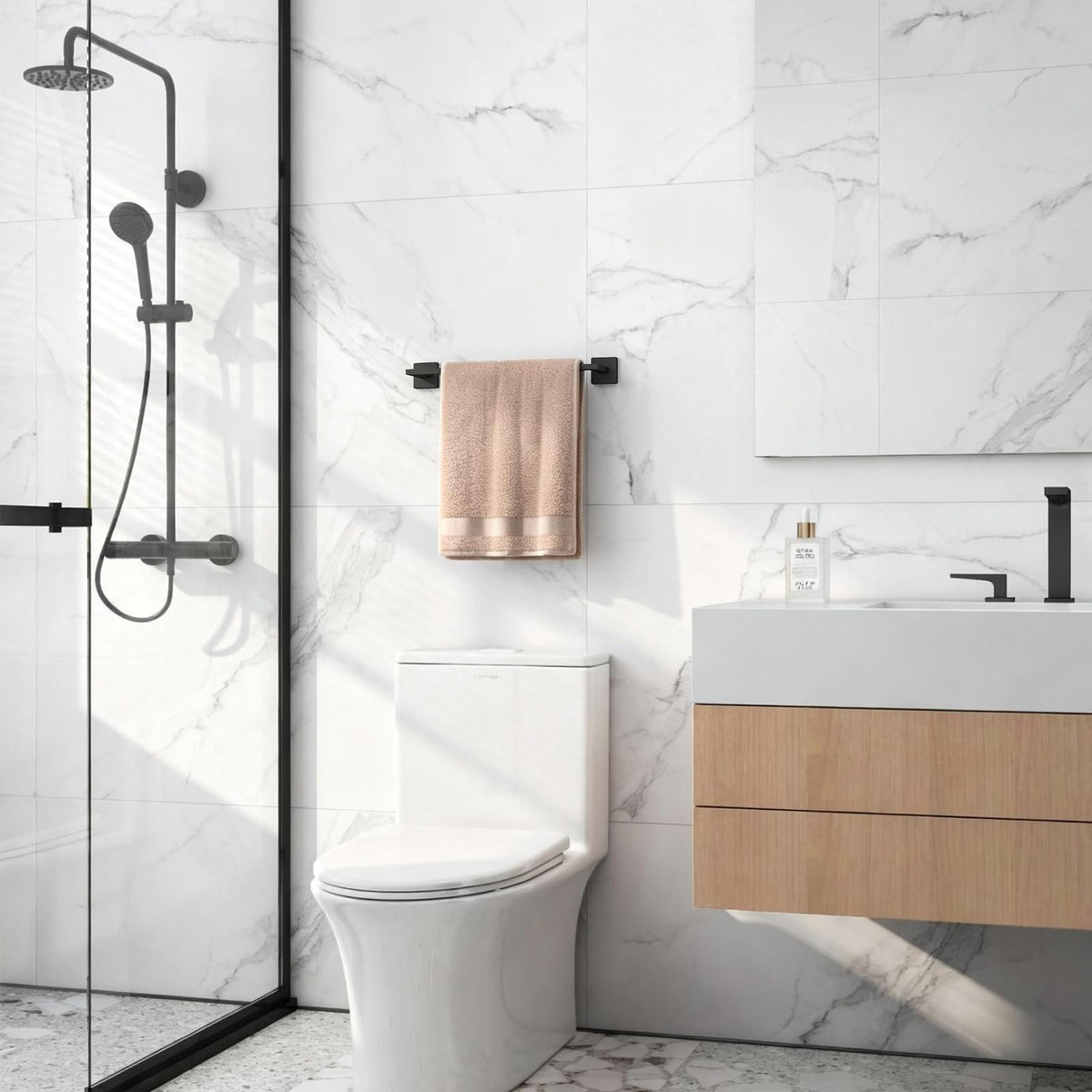 KLJKPA towel rack closeup shows stainless steel finish and durability.