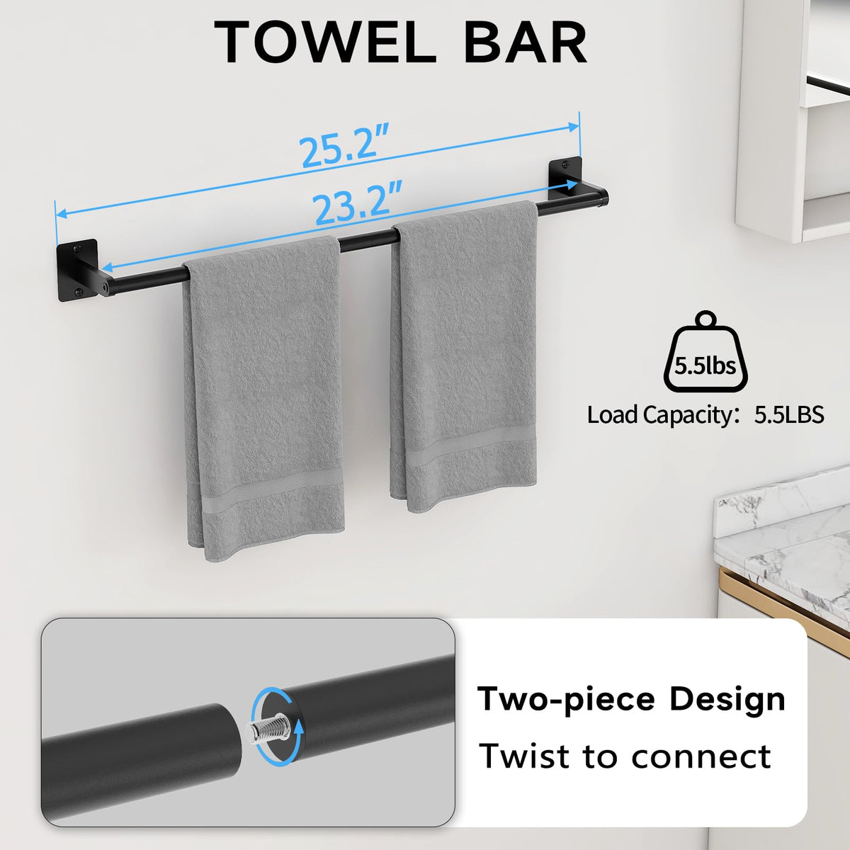 KLJKPA black towel ring for stylish hand towel organization