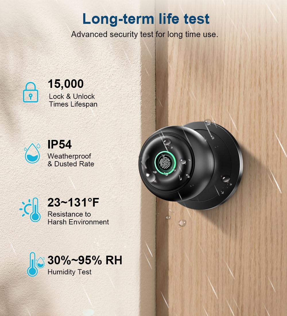 KLLOQUE biometric lock with app control for fingerprint management