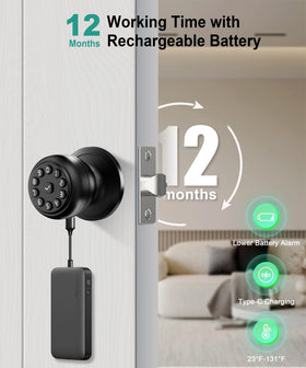 KLLOQUE keypad door knob in privacy mode provides quiet, controlled access.