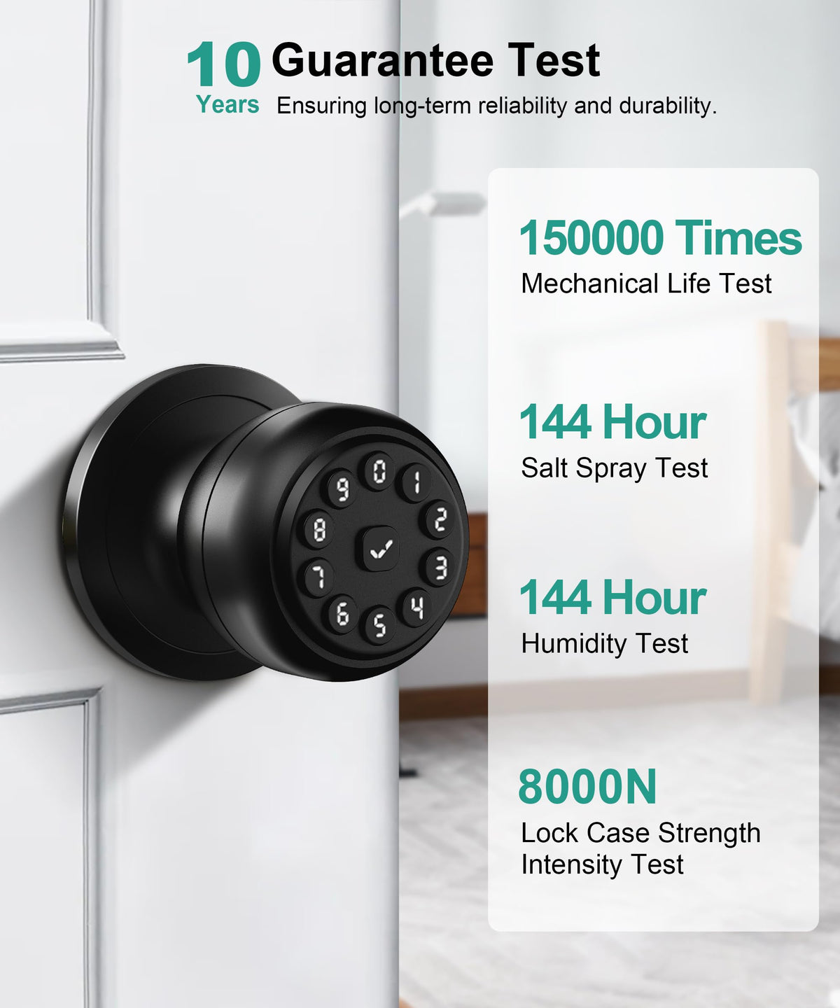 KLLOQUE rechargeable battery-powered lock with long-lasting performance.