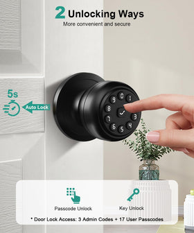 KLLOQUE smart door lock with keypad entry enables quick access control.