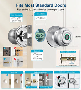 KLLOQUE three modes door knob for passage entrance and privacy