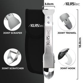 KLRS KLRStec 90° joint scraper illustrates stubborn sealant removal on smooth surfaces.