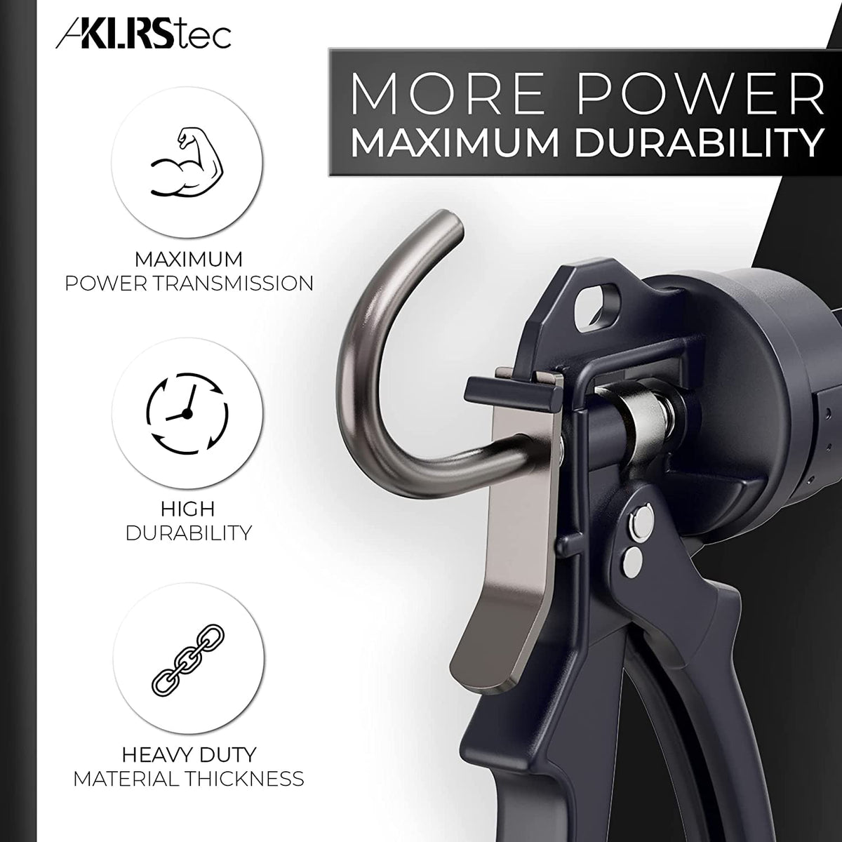 KLRS KLRStec professional caulking gun side view shows ergonomic grip for reduced fatigue