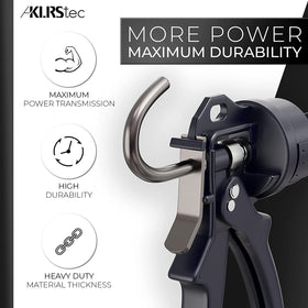 KLRS KLRStec professional caulking gun side view shows ergonomic grip for reduced fatigue