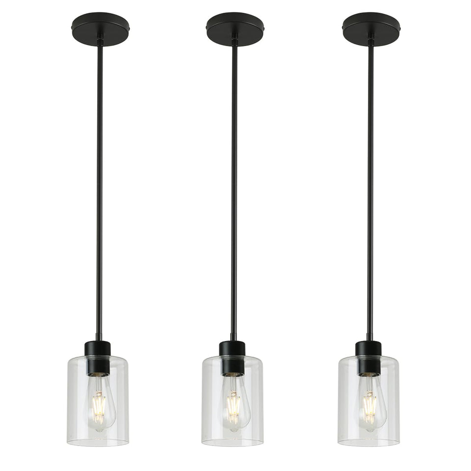 KLSS 3-pack black pendant lights over a kitchen island for stylish task lighting