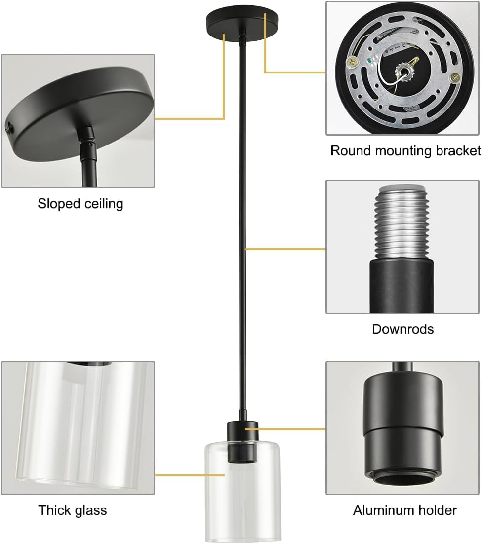 KLSS black pendant with swivel canopy for flat or sloped ceilings.