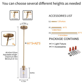 KLSS brass pendant light mounted via standard bracket for easy setup