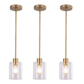KLSS brass pendant light with gold clear glass close-up for modern kitchens