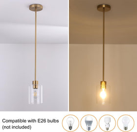 KLSS brass pendant light with tilting canopy for sloped ceilings