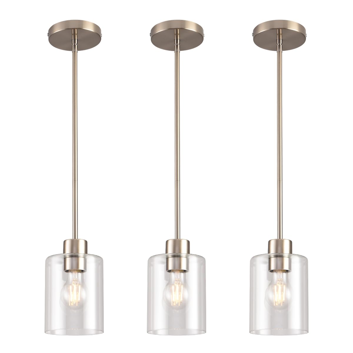 KLSS brushed nickel pendant light assembly showing cohesive kitchen styling