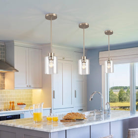 KLSS modern farmhouse pendant light enhancing kitchen islands with warm glow.
