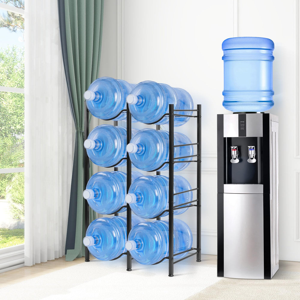 Klvied double-row assembly demonstrates space-saving rack design for eight bottles