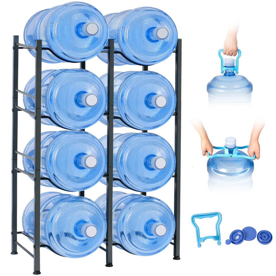 Klvied 5 gallon jug holder frame front view shows sturdy steel build for reliable storage