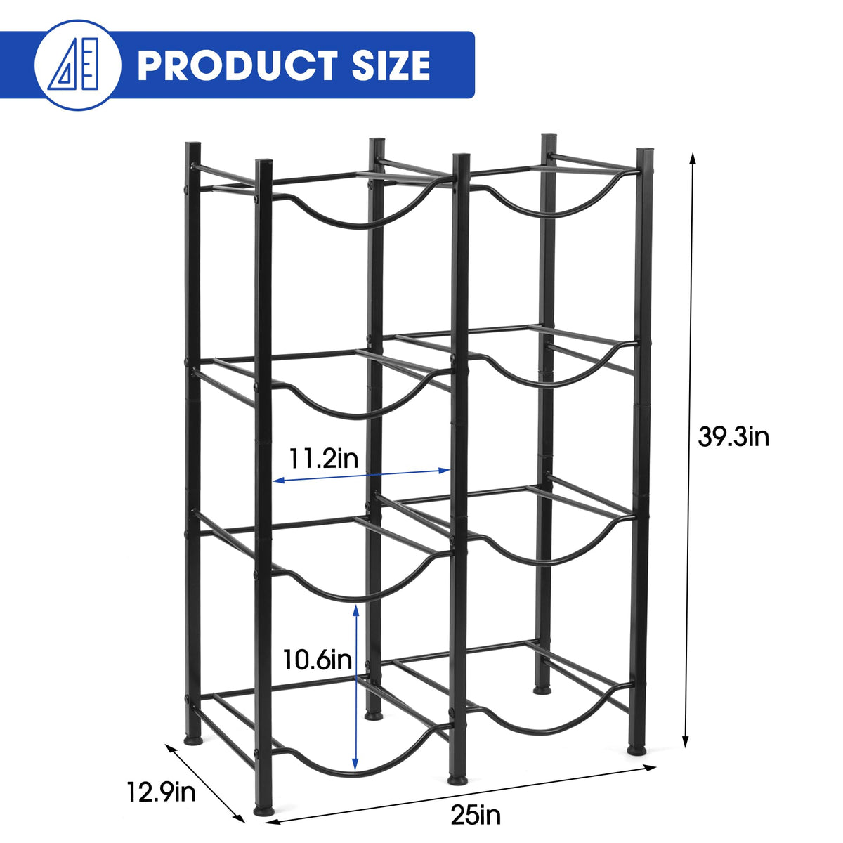 Klvied jug rack in durable carbon steel resists corrosion in busy spaces