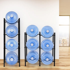 Klvied eight-slot storage rack keeps 5-gallon bottles organized and accessible