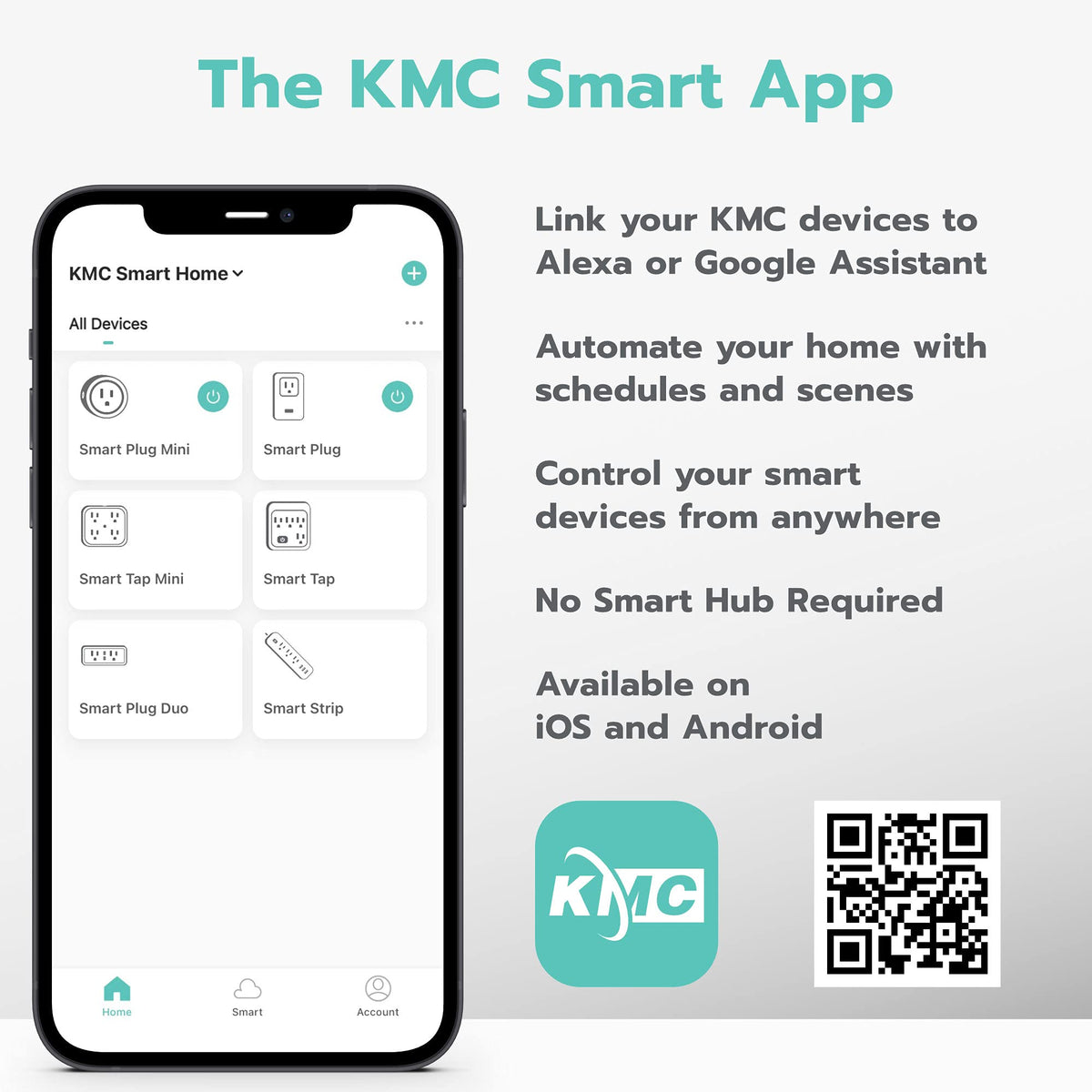 KMC Smart Plug Mini four-pack on desk showing bundled value and setup ease.