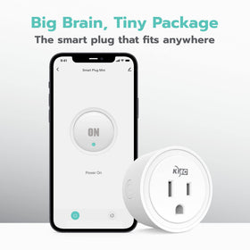 KMC Smart Plug Mini in-use with lamp demonstrating remote control convenience.