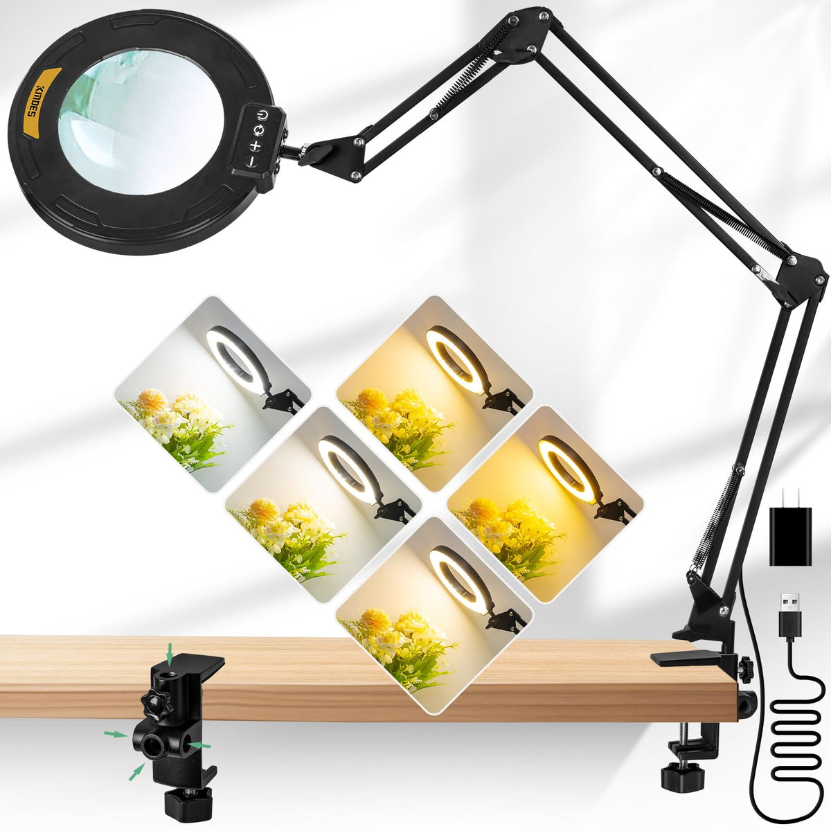 KMDES 12x magnifying glass with light and stand for precise closework.