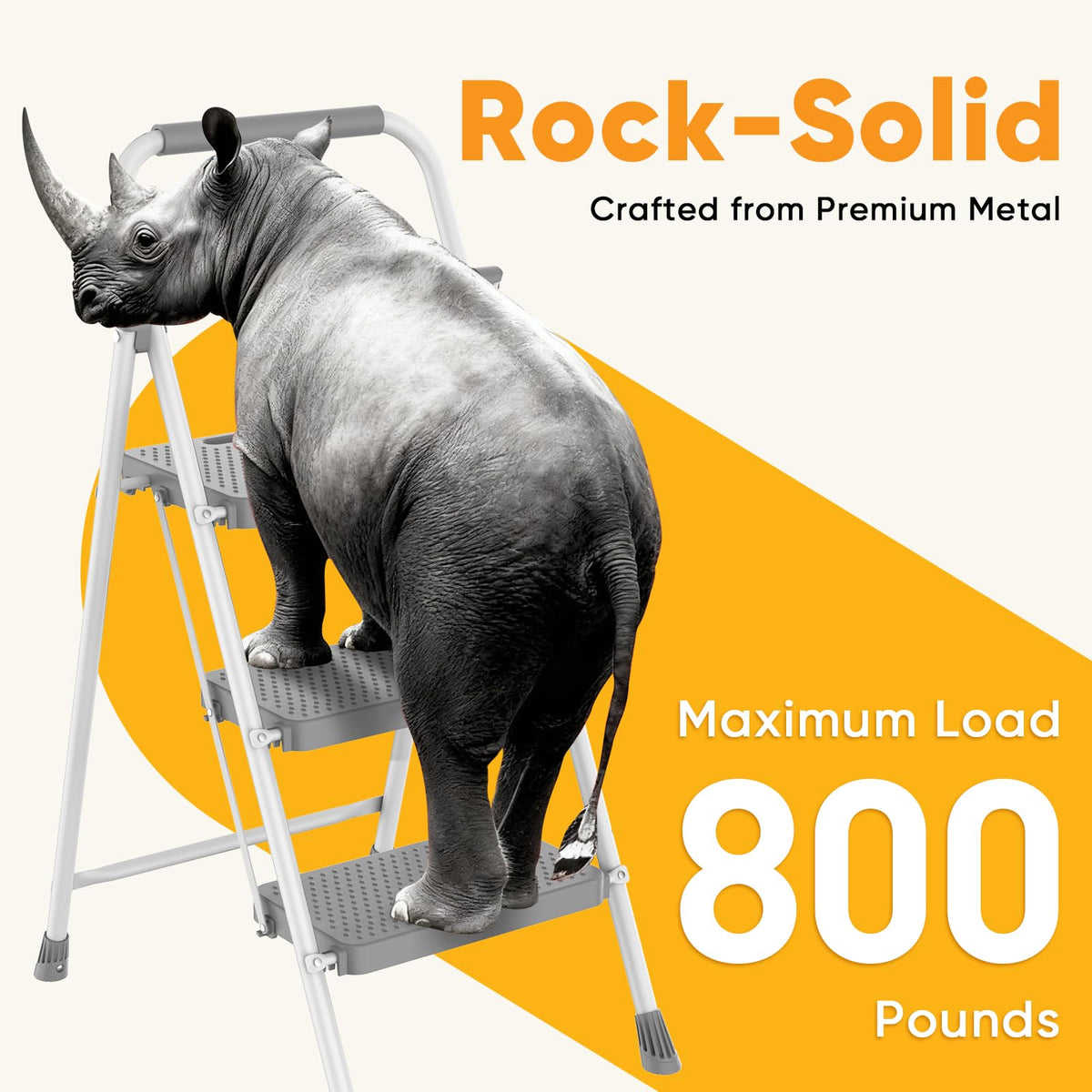KMFurnila 3-step ladder folding mechanism enables quick, compact storage.