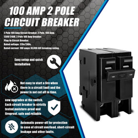 KMHGD 100A 2-pole breaker DIN-rail fit in standard panel