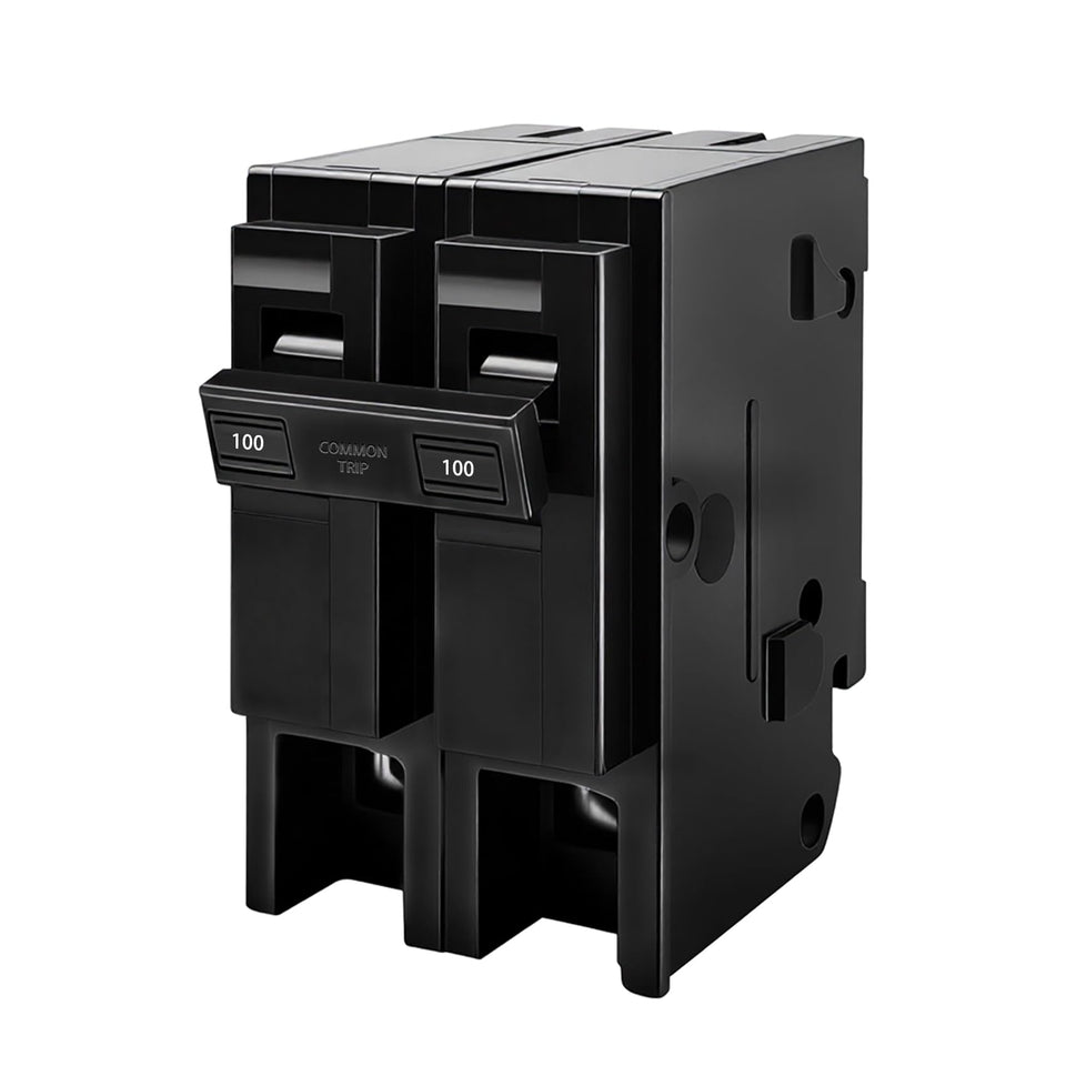 KMHGD 100A 2-pole breaker front view for plug-in panel protection