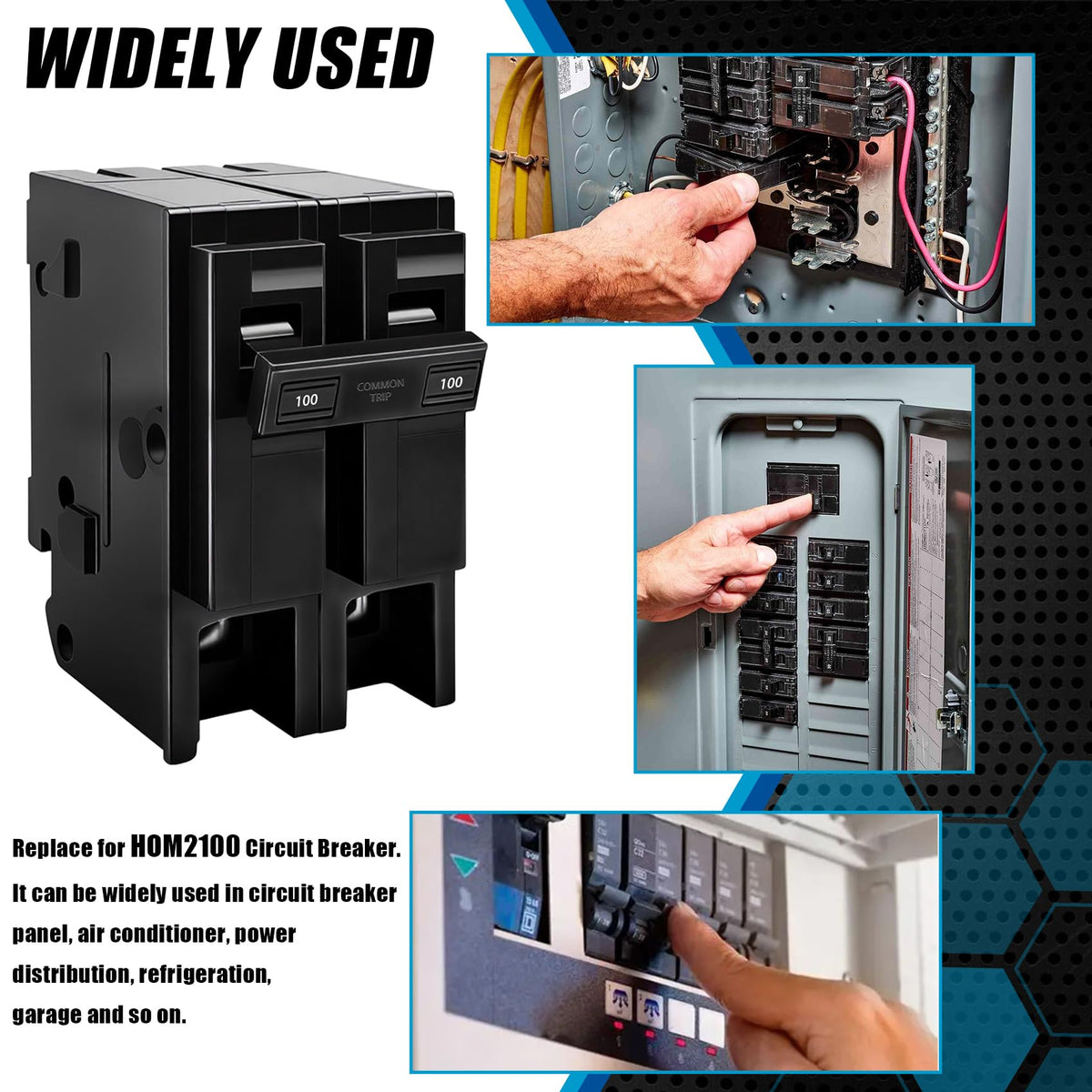 KMHGD 100A 2-pole breaker installation in panel setup