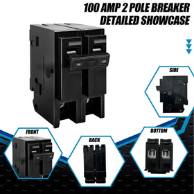 KMHGD 100A 2-pole breaker side view showing mounting features