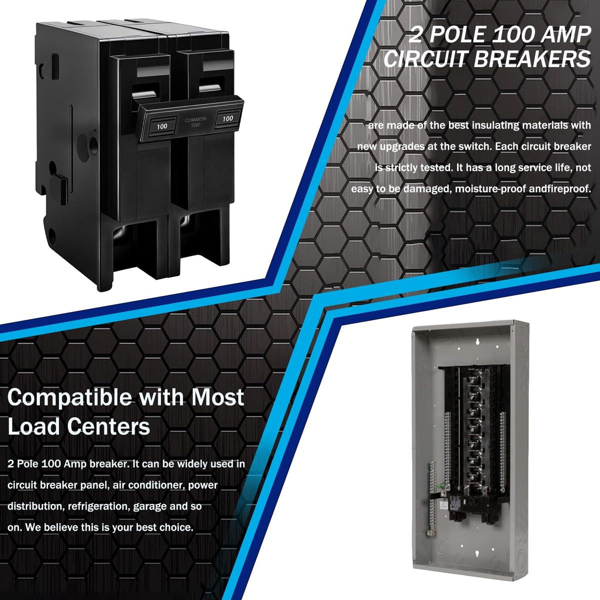 KMHGD 100A 2-pole breaker thermal-magnetic protection in action