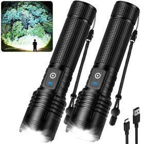 Kmivo flashlight with 99,000-lumen beam for clear outdoor visibility.