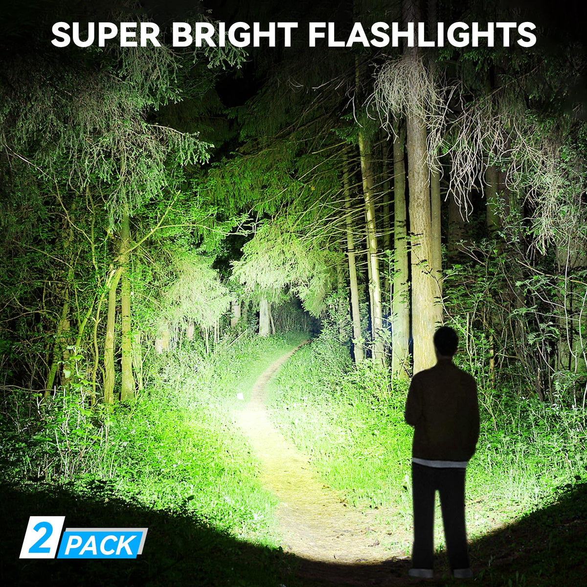 Kmivo rechargeable flashlight showing five light modes for versatility.