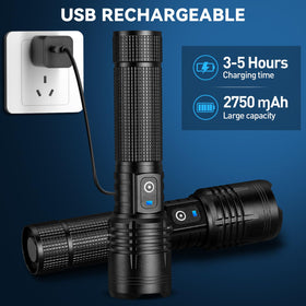 Kmivo flashlight LED modes button for quick switching between high and SOS.
